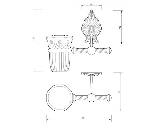 Стакан для зубных щеток Migliore Elisabetta 17052 Золото
