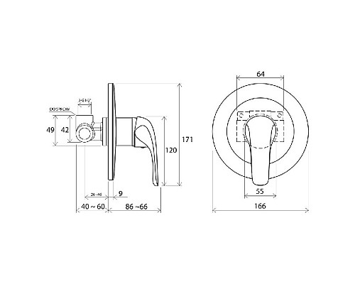 Смеситель встроенный без переключателя Ravak Rosa X070015