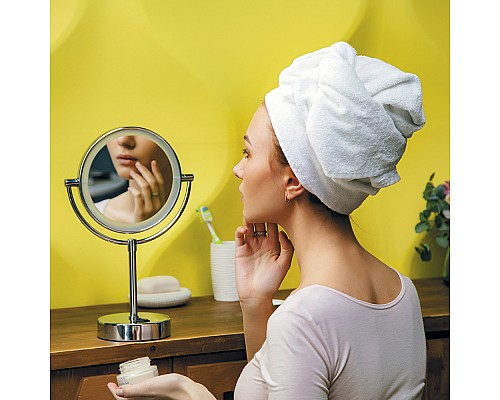 Зеркало с LED-подсветкой двухстороннее и WasserKRAFT K-1005 с 3-х кратным увеличением