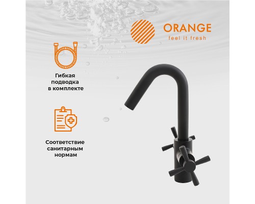 Смеситель для раковины Orange Mia Черный матовый