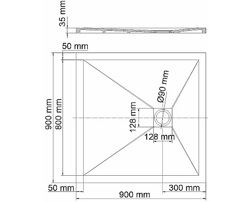 Поддон из искусственного камня WasserKRAFT Aller 90x90 10T03 Слоновая кость матовая