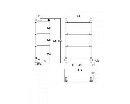 Полотенцесушитель электрический, хром, Margaroli Sole 5424704CRNB