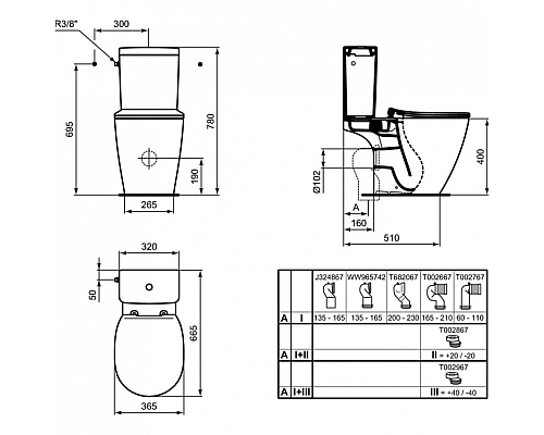 Унитаз компакт Ideal Standard Connect E042901 без бачка и сиденья