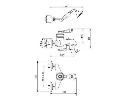 Смеситель для ванны Migliore Ermitage 18627 Золото