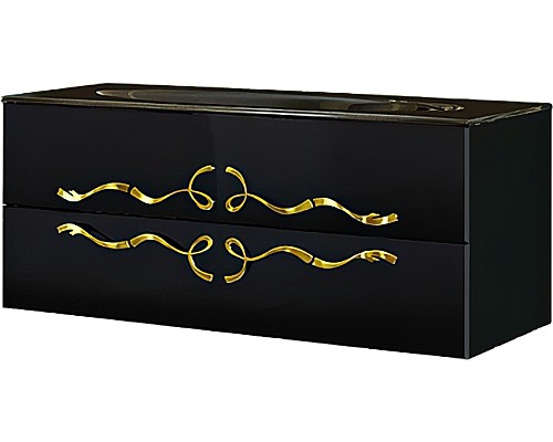 Тумба под раковину Clarberg Due amanti 120 DUE0112BLK подвесная Черная без ручек