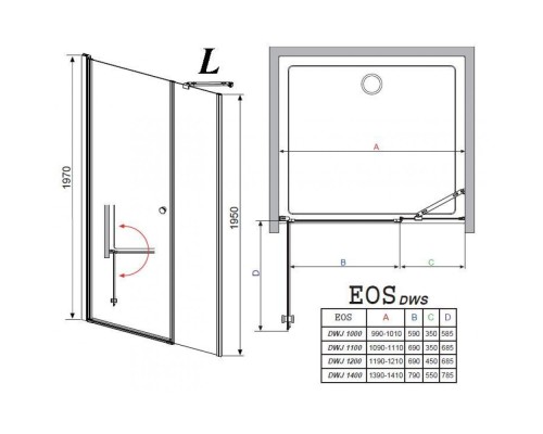 Душевая дверь EOS DWS 100R 37990-01-01NR