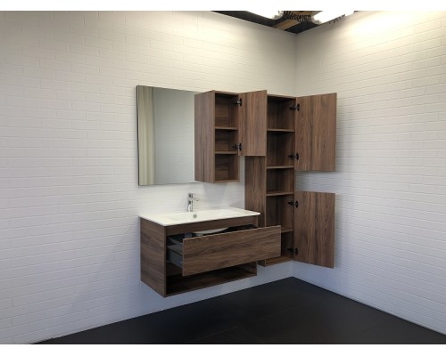 Тумба с раковиной Comforty Бордо 90 00-00006671 подвесная Дуб темно-коричневый