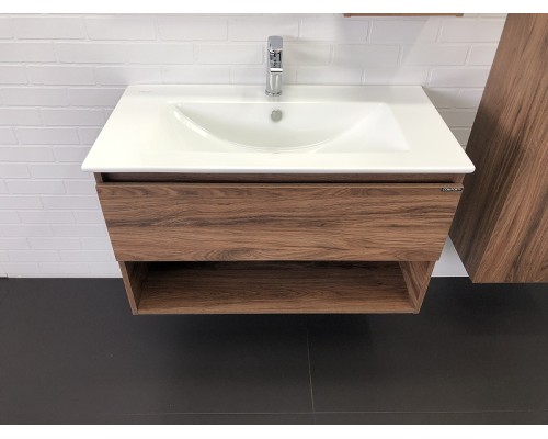 Тумба с раковиной Comforty Бордо 90 00-00006671 подвесная Дуб темно-коричневый