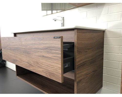 Тумба с раковиной Comforty Бордо 90 00-00006671 подвесная Дуб темно-коричневый