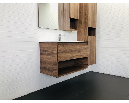 Тумба с раковиной Comforty Бордо 90 00-00006671 подвесная Дуб темно-коричневый