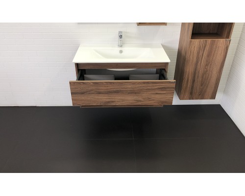 Тумба с раковиной Comforty Бордо 90 00-00006671 подвесная Дуб темно-коричневый