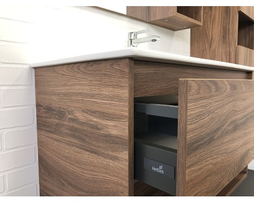 Тумба с раковиной Comforty Бордо 90 00-00006671 подвесная Дуб темно-коричневый