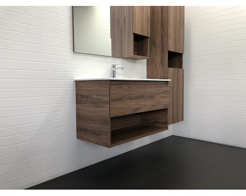 Тумба с раковиной Comforty Бордо 90 00-00006671 подвесная Дуб темно-коричневый