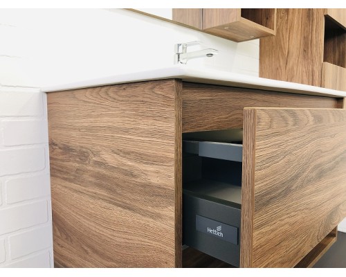 Тумба с раковиной Comforty Бордо 90 00-00006671 подвесная Дуб темно-коричневый