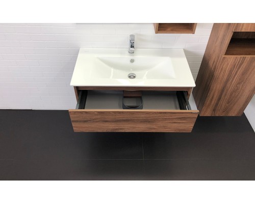 Тумба с раковиной Comforty Бордо 90 00-00006671 подвесная Дуб темно-коричневый