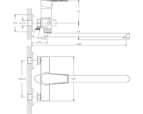 Смеситель для ванны Rossinka RS28 RS28-33