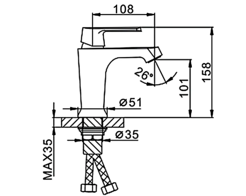 Смеситель для раковины Frap H31 F1031 Белый Хром