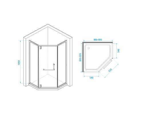 Душевой уголок RGW Hotel HO-084 100х100 350608400-11 профиль Хром стекло прозрачное