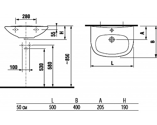Раковина Jika Zeta 50 8.1039.0.000.104.9 Белая