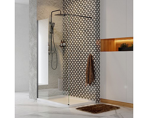 Душевая перегородка WasserKRAFT Abens 120 20W40 профиль Черный стекло прозрачное