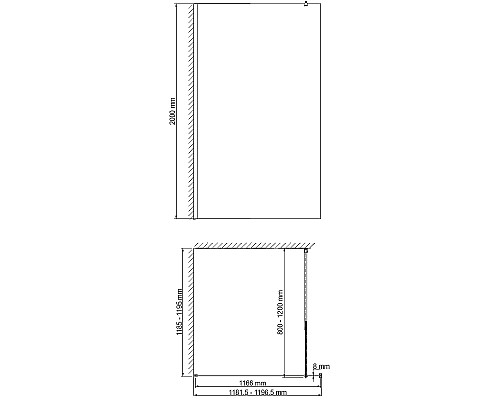 Душевая перегородка WasserKRAFT Abens 120 20W40 профиль Черный стекло прозрачное