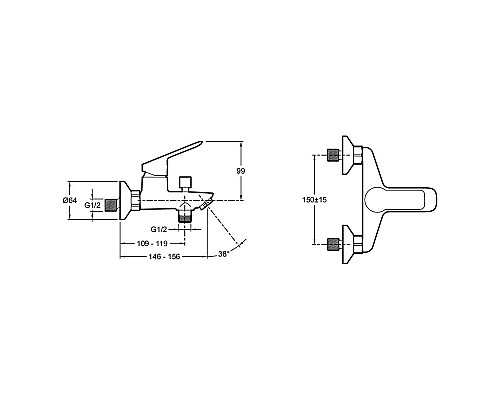 Смеситель для ванны Jacob Delafon Lucien E20848-CP Хром