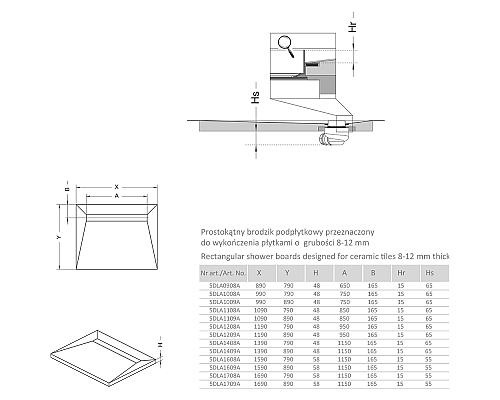 Душевая плита Radaway RadаDrain 109x79 5DLA1108A/5R085B с решеткой под плитку Basic