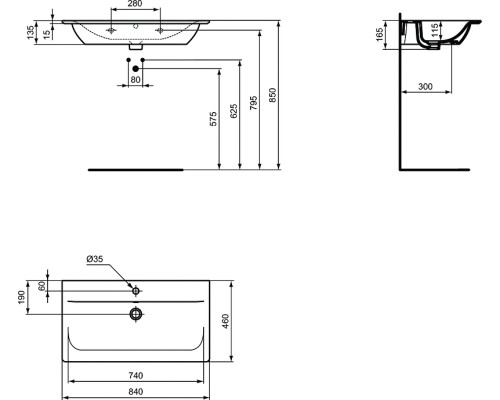 Раковина Ideal Standard Connect Air Vanity 84 Euro White
