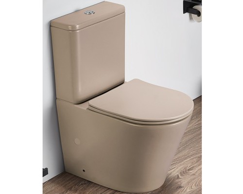 Унитаз компакт CeramaLux 2179XMC Капучино матовый с бачком и сиденьем Микролифт