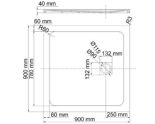 Душевой поддон из искусственного камня WasserKRAFT Neime 90х90 19T03 Черный матовый