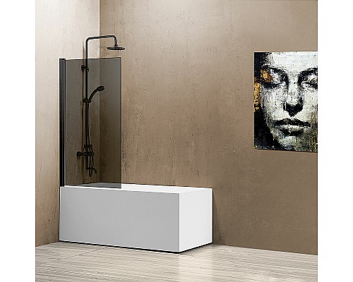 Шторка на ванну Vincea VSB 80х140 VSB-11800CGB профиль Черный матовый стекло тонированное