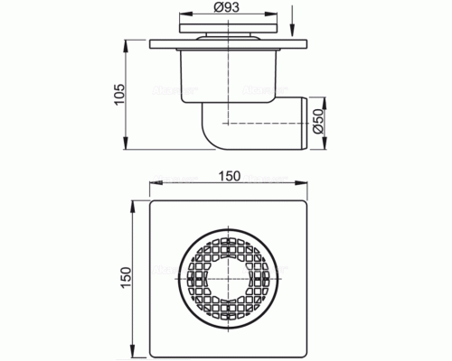 Трап для душа Alcaplast APV3 с решеткой Хром
