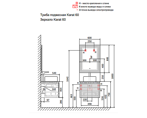 Зеркало Jorno Karat 60 Kar.02.60/P/W с подсветкой с бесконтактным выключателем Зеркало Jorno Karat 60 Kar.02.60/P/W с подсветкой с бесконтактным выключателем