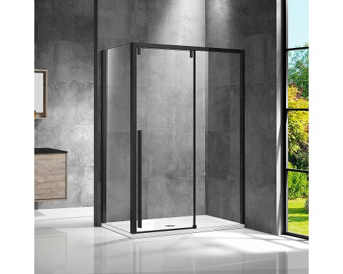 Душевой уголок Vincea Lugano 130х100 VSR-1L1013CLB-1 профиль Черный стекло прозрачное