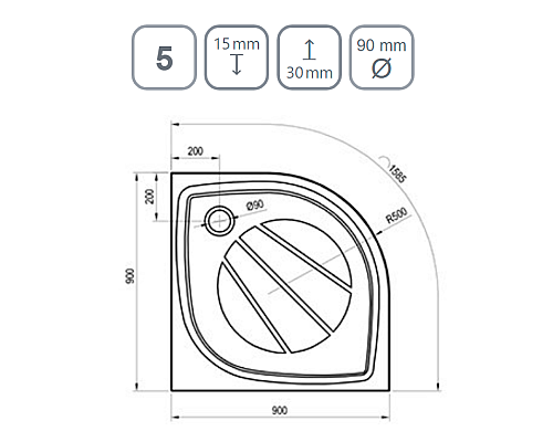 Душевой поддон из искусственного камня Ravak Elipso Pro 90х90 XA237701010BM
