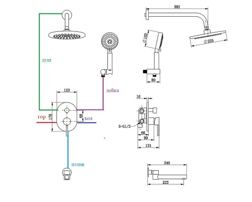 Душевая система Bronze de Luxe Scandi 14582C Хром