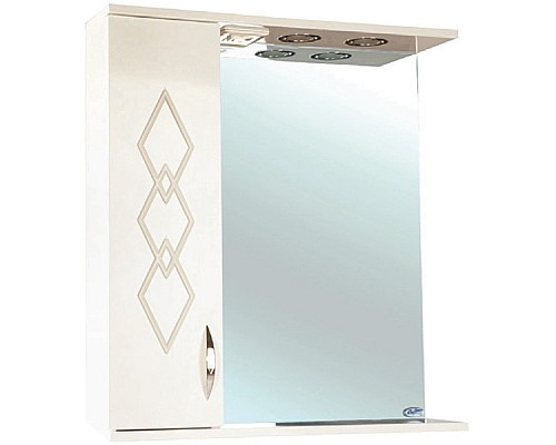 Зеркало со шкафом Bellezza Элеганс 65 L 4618610522070 с подсветкой Бежевое