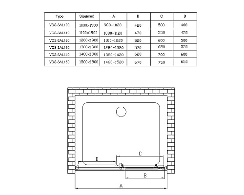 Душевая дверь Vincea Alpha 130 VDS-3AL130MT профиль Хром стекло текстурное