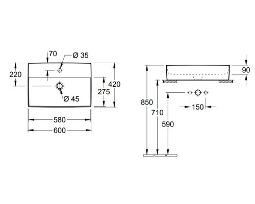 Раковина Villeroy&Boch Memento 2.0 60 4A076001 Альпийский белый