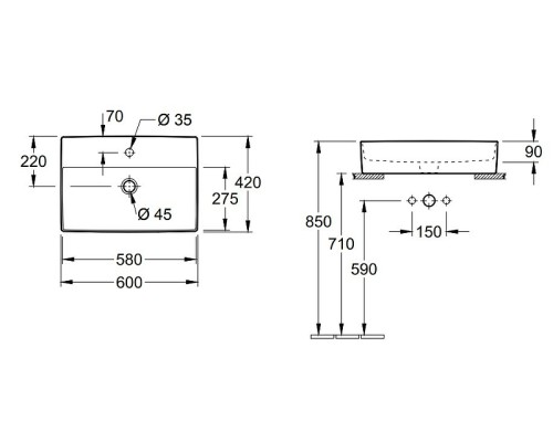 Раковина Villeroy&Boch Memento 2.0 60 4A076001 Альпийский белый