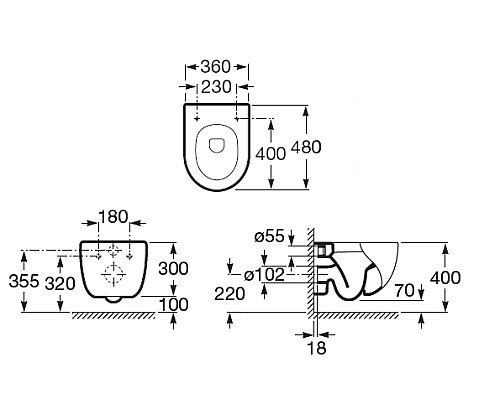 Унитаз Roca Meridian 346248000 подвесной без сиденья