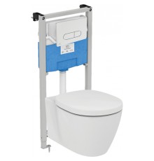 Комплект унитаза с инсталляцией Ideal Standard Connect с сиденьем Микролифт и клавишей смыва