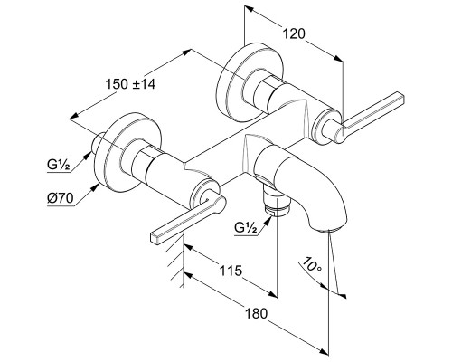 Смеситель для ванны Kludi Nova Fonte Puristic 205403915 Черный матовый