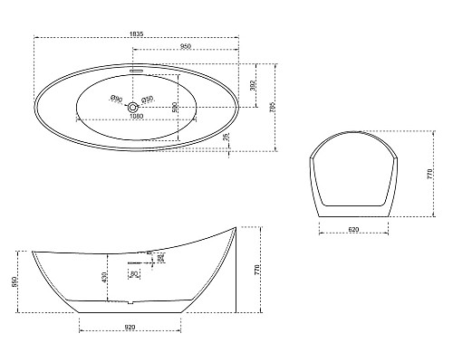 Акриловая ванна Abber AB9233G