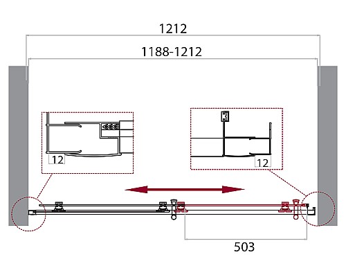 Душевая дверь BelBagno UNO-195-BF-1-120-C-Cr 120х195 профиль Хром стекло прозрачное