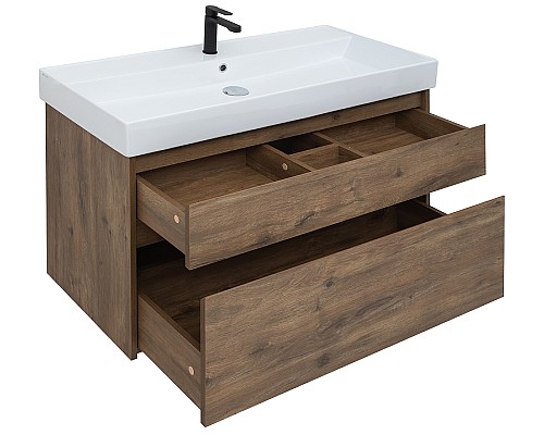 Тумба под раковину Aquanet Nova Lite Slim Synergy 100 249957 подвесная Дуб рустикальный