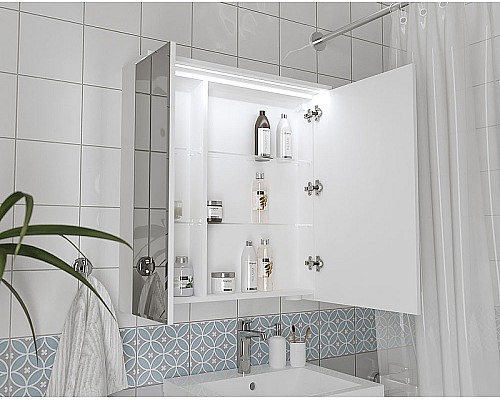 Зеркальный шкаф 1MarKa Соната 75 Ц0000007616 с подсветкой Белый глянец