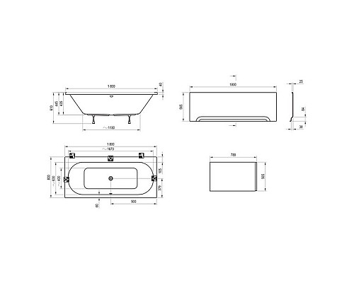 Акриловая ванна Ravak CITY C921300000 180х80 белая