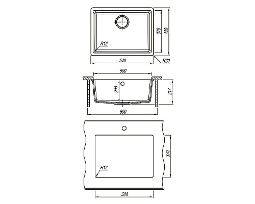 Кухонная мойка Lemark Sinara 540-U 9910078 Шампань