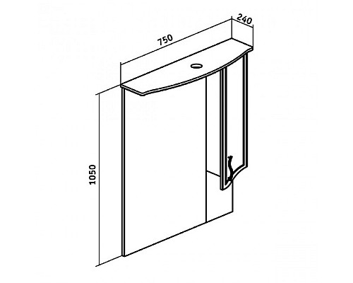 Зеркальный шкаф Runo Севилья 75 00000000002 правый